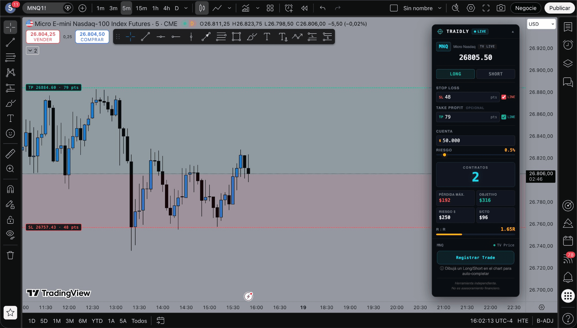 Traidly extension on TradingView